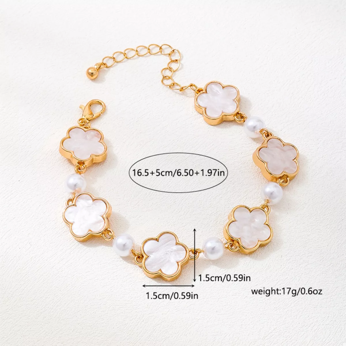 18k Gold-Plated Alloy Flower Bracelet - Image 4