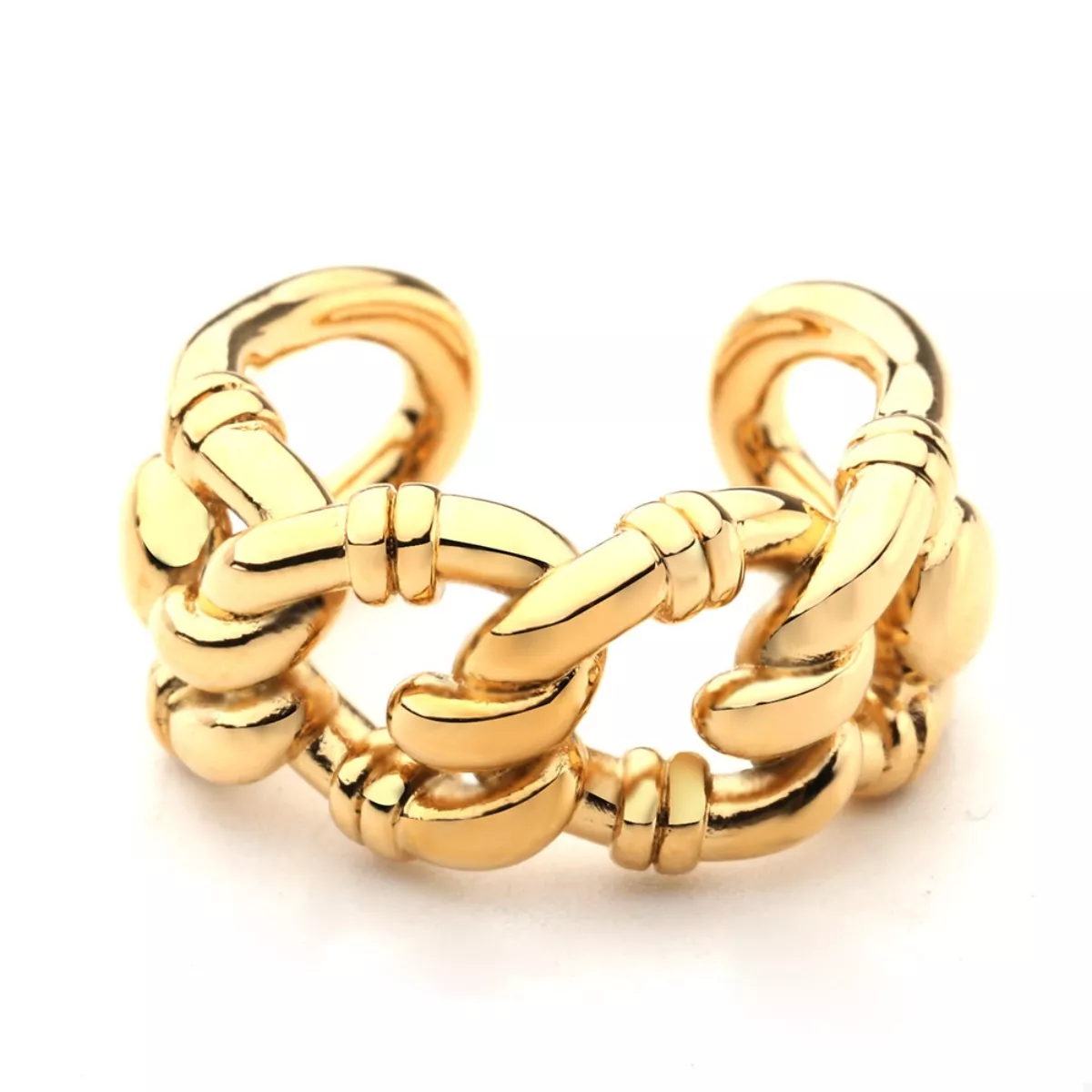 18K Gold-Plated Chain Link Open Ring - Image 2