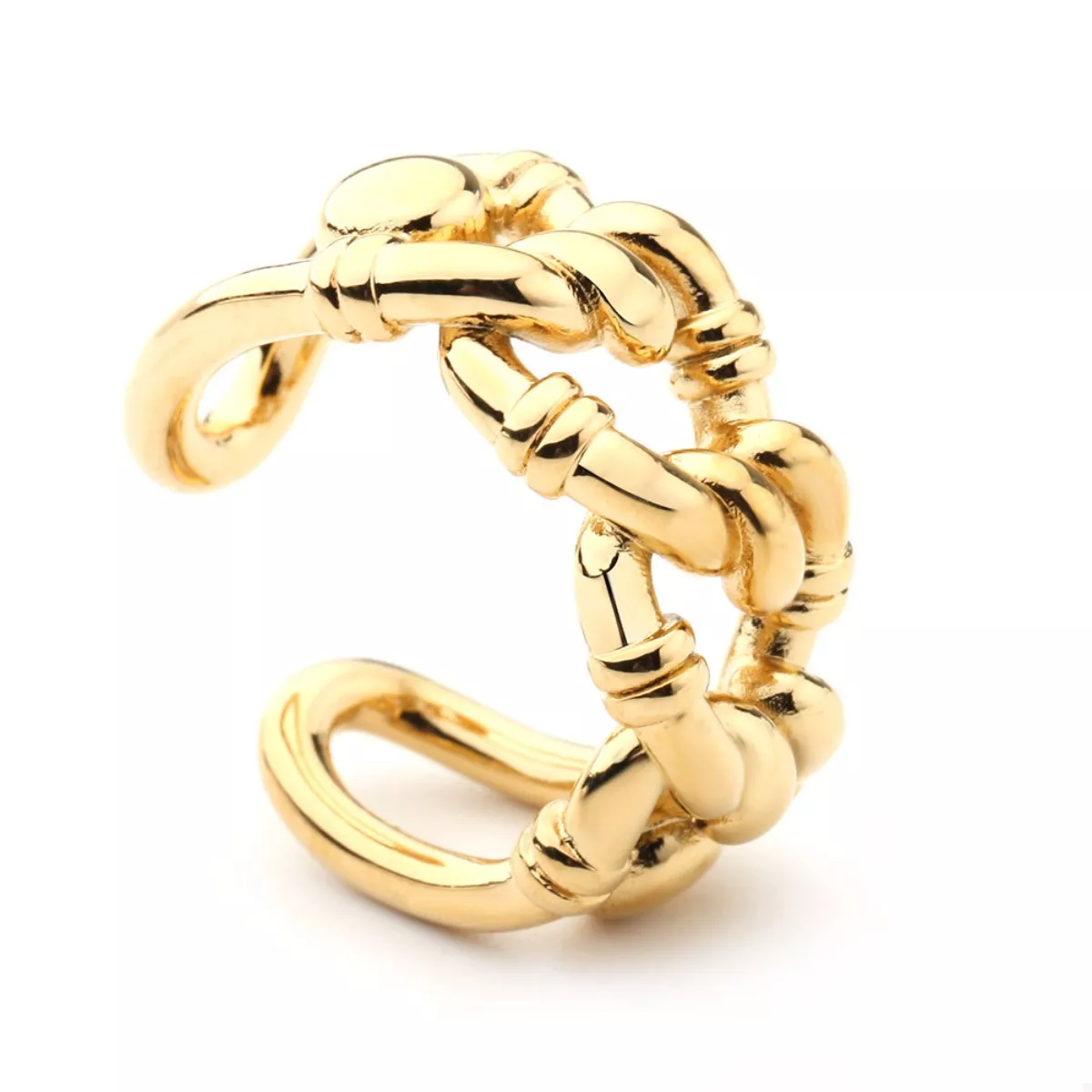 18K Gold-Plated Chain Link Open Ring - Image 3