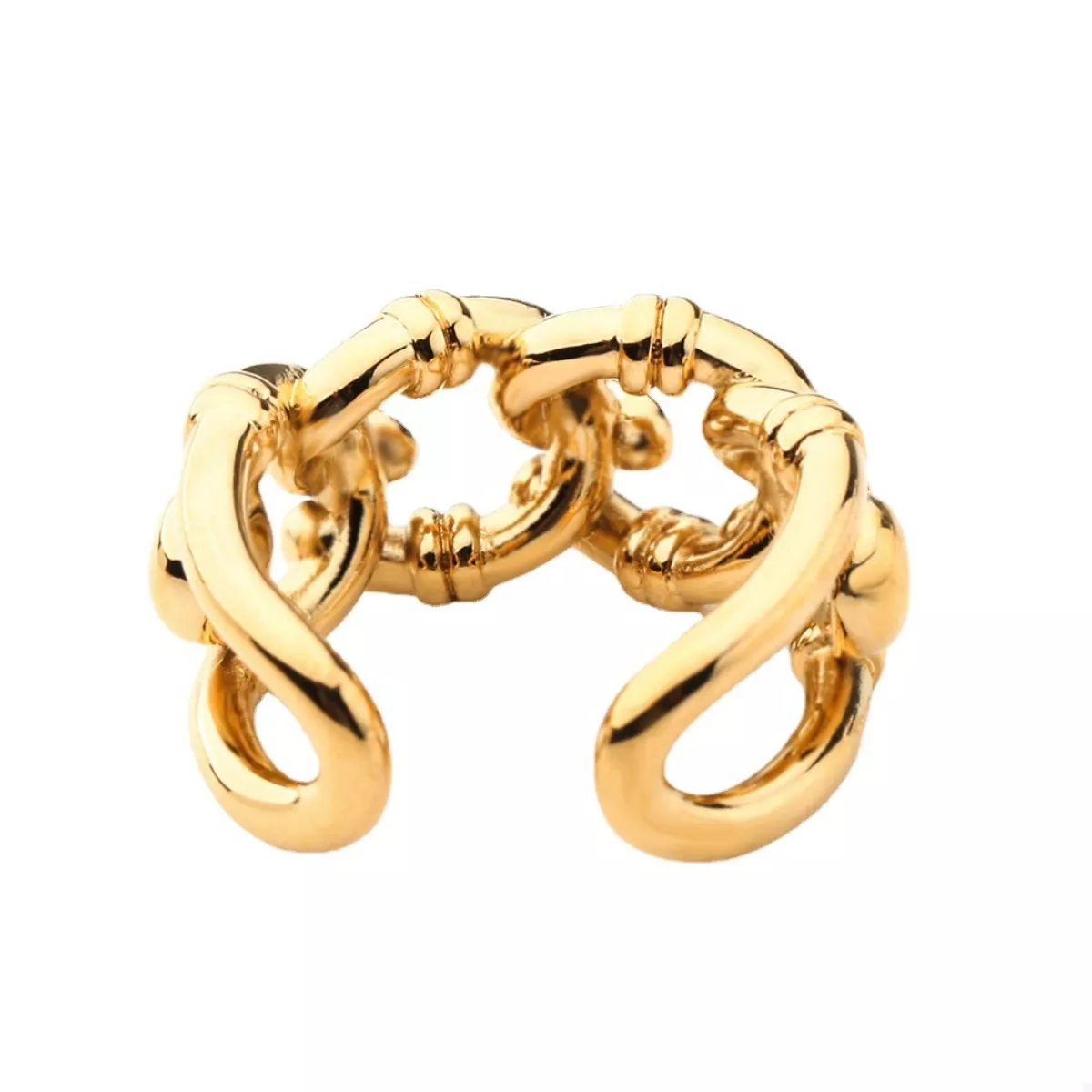 18K Gold-Plated Chain Link Open Ring - Image 4