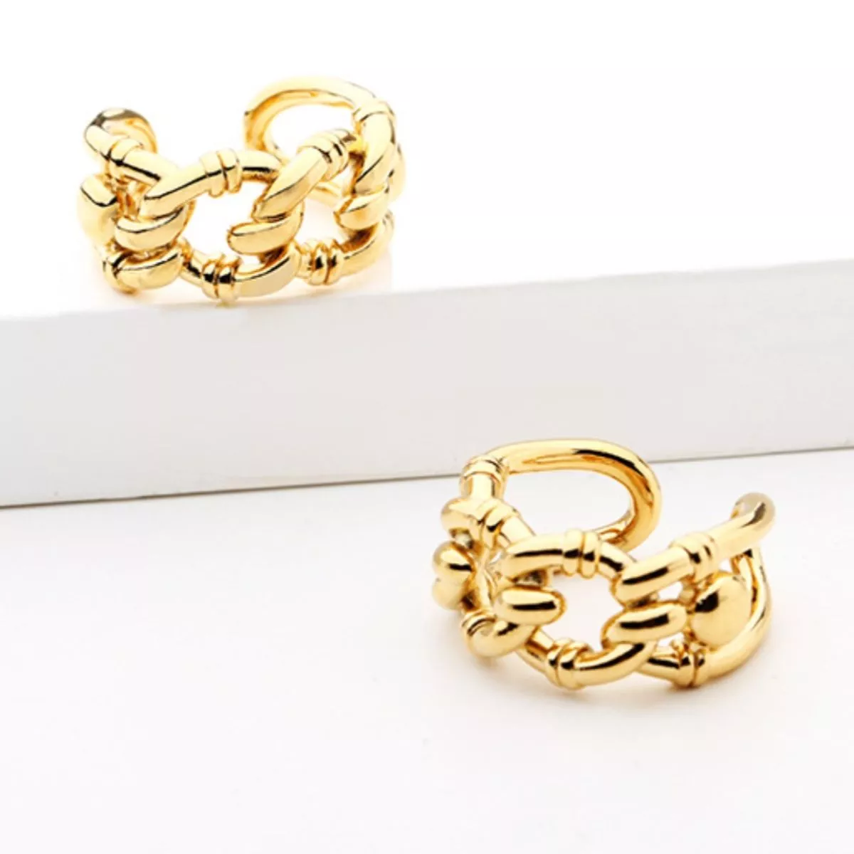 18K Gold-Plated Chain Link Open Ring - Image 5