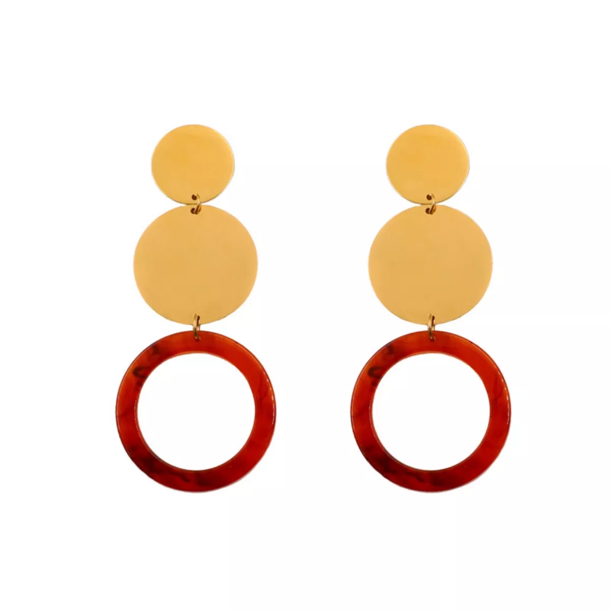 18K Gold-Plated Geometric Circle Dangle Earrings - Image 6