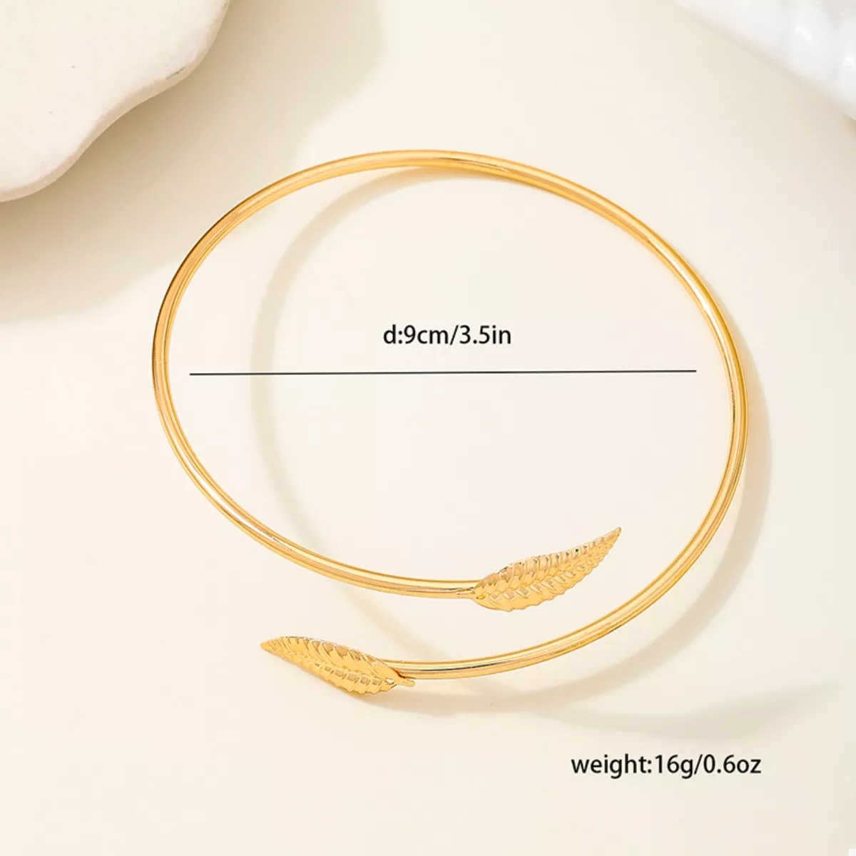 18K Gold-Plated Leaf Open Cuff Bracelet - Image 5