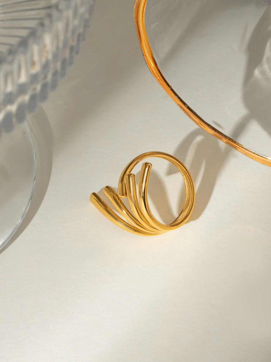 18K Gold-Plated Stainless Steel Irregular Open Ring - Image 3