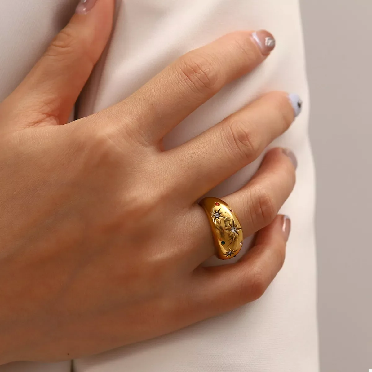 18K Gold-Plated Zircon Ring - Image 6
