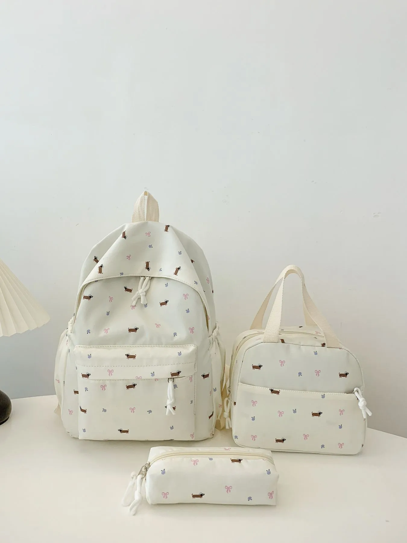 3-Piece Daisy Print Canvas Bag Set