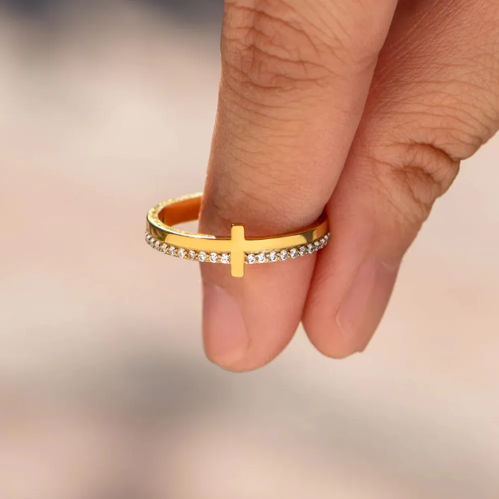 925 Sterling Silver Cross Ring - Image 6