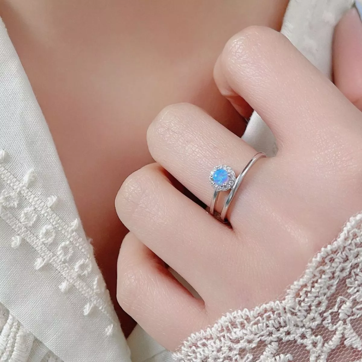 925 Sterling Silver Opal Ring - Image 5