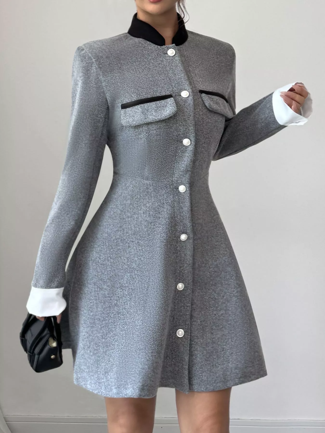 A-Line Long Sleeve Button-Down Dress - Image 2