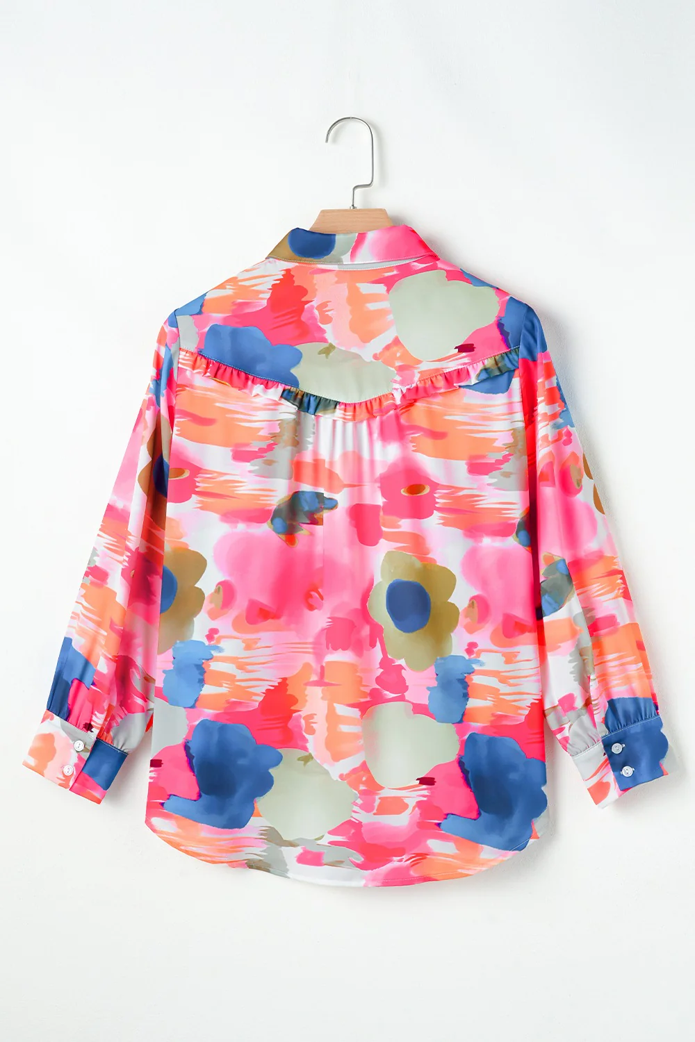 Abstract Print Collared Neck Long Sleeve Shirt - Image 5