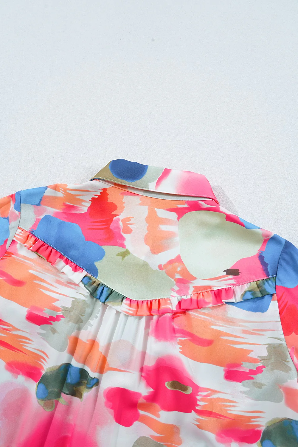 Abstract Print Collared Neck Long Sleeve Shirt - Image 7