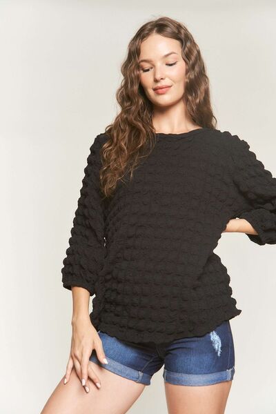 ADORA Bubble Texture Round Neck Blouse - Image 4