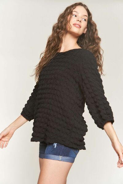ADORA Bubble Texture Round Neck Blouse - Image 5