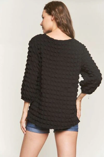 ADORA Bubble Texture Round Neck Blouse - Image 6