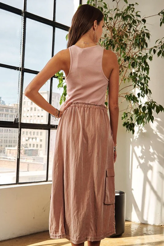 ADORA Drawstring Sleeveless Washed Dress - Image 4