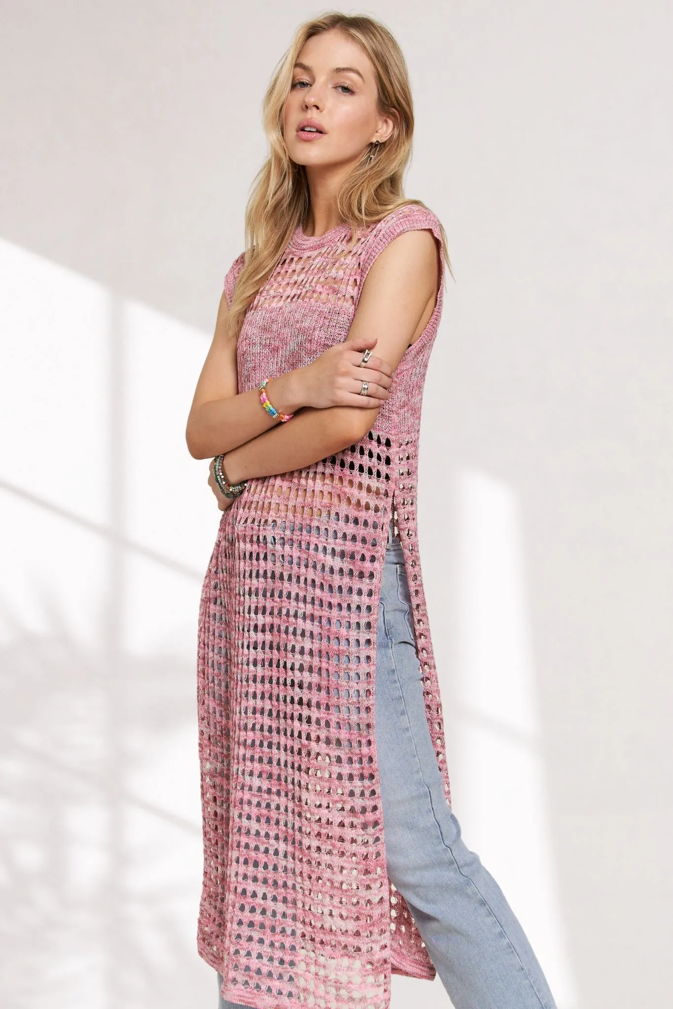 ADORA Multi Color Crochet Tunic Top - Image 3