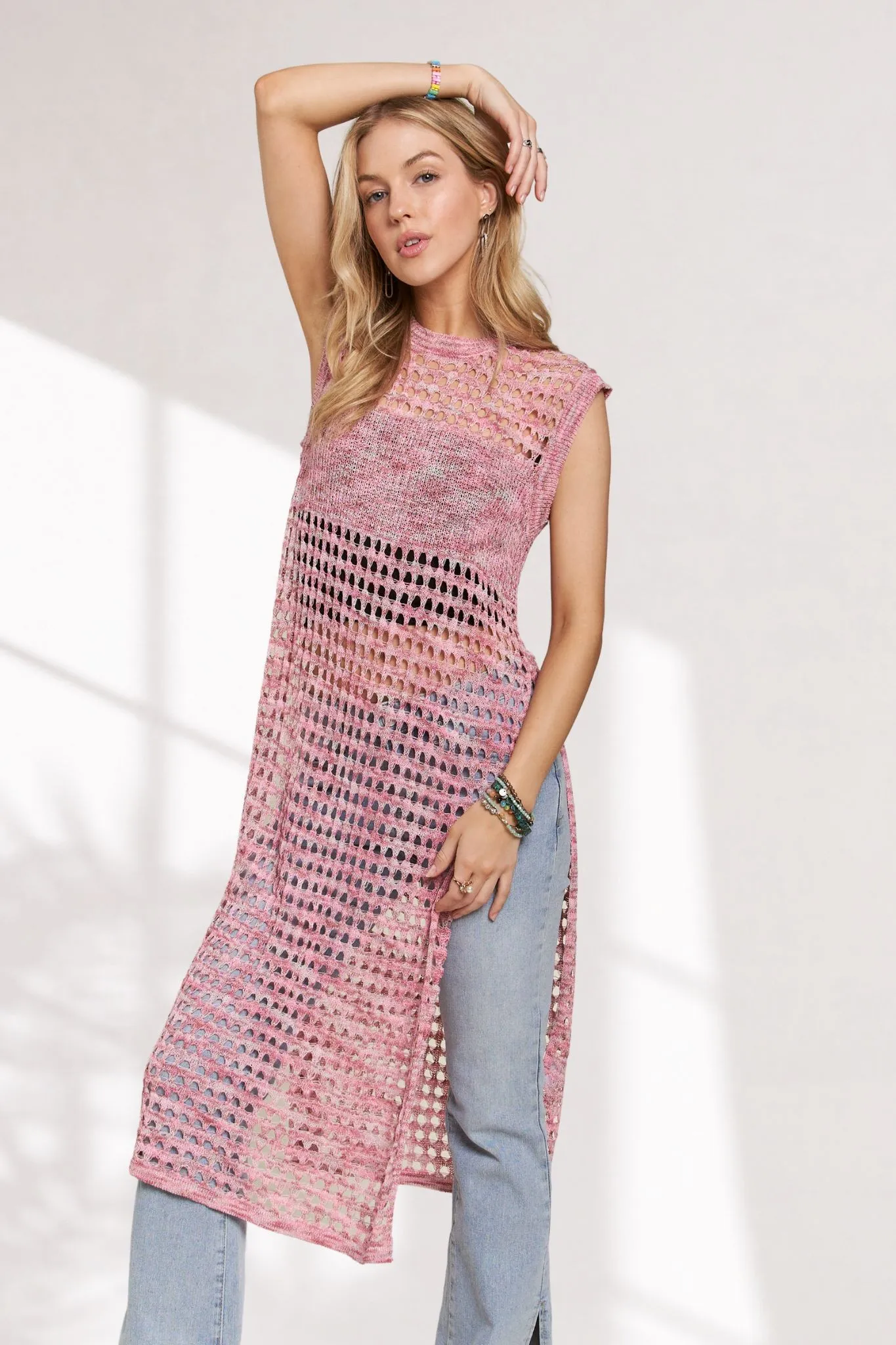 ADORA Multi Color Crochet Tunic Top - Image 4