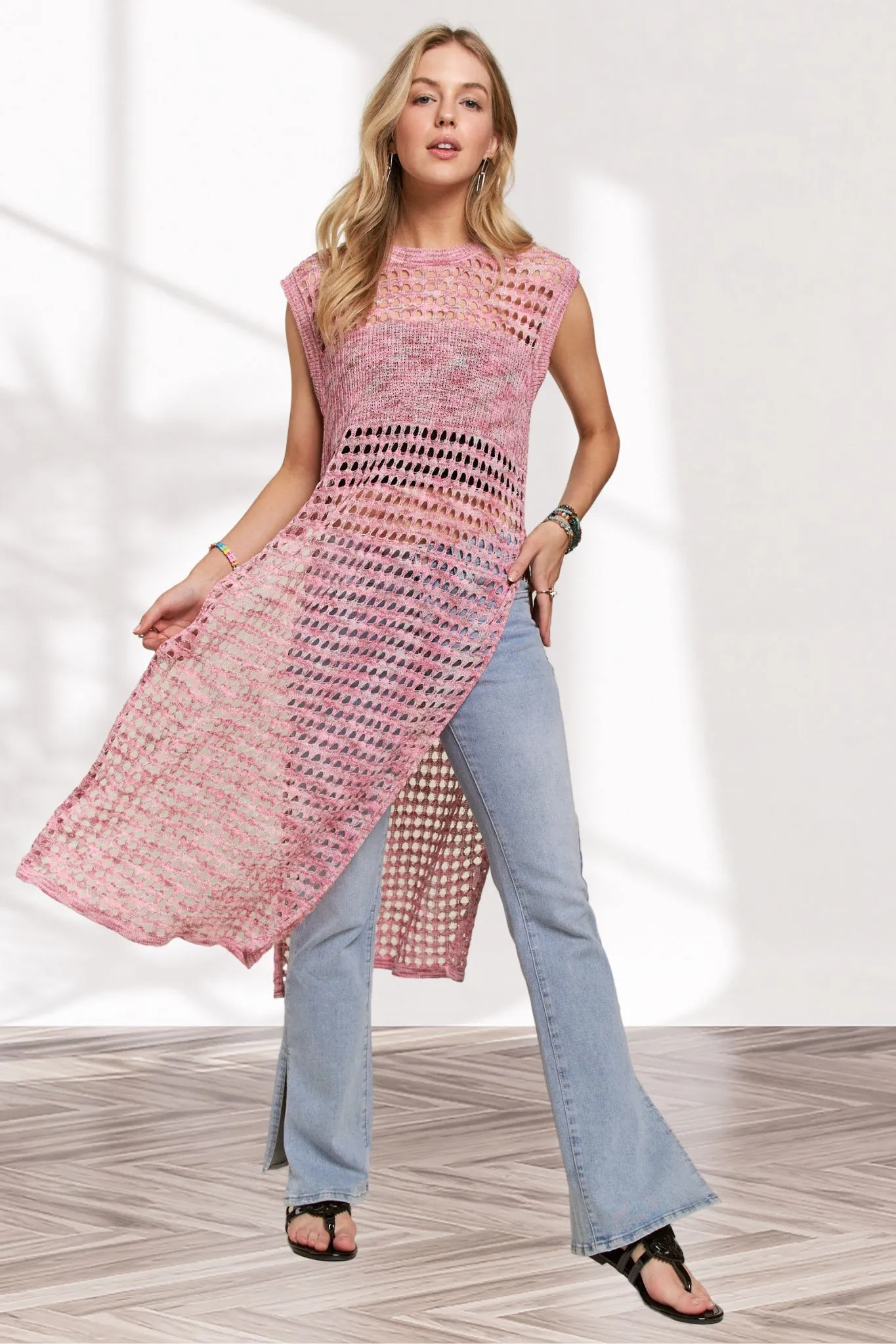 ADORA Multi Color Crochet Tunic Top - Image 5