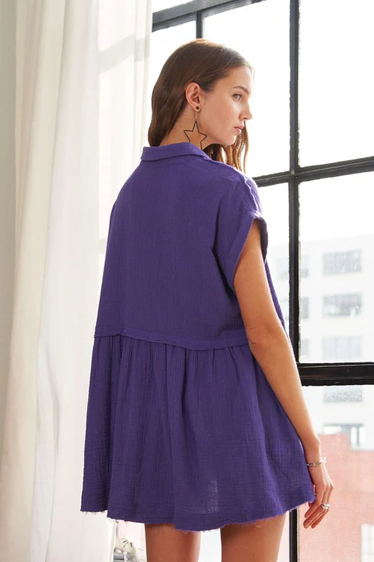 ADORA Raw Hem Collared Neck Button Down Shirt - Image 4
