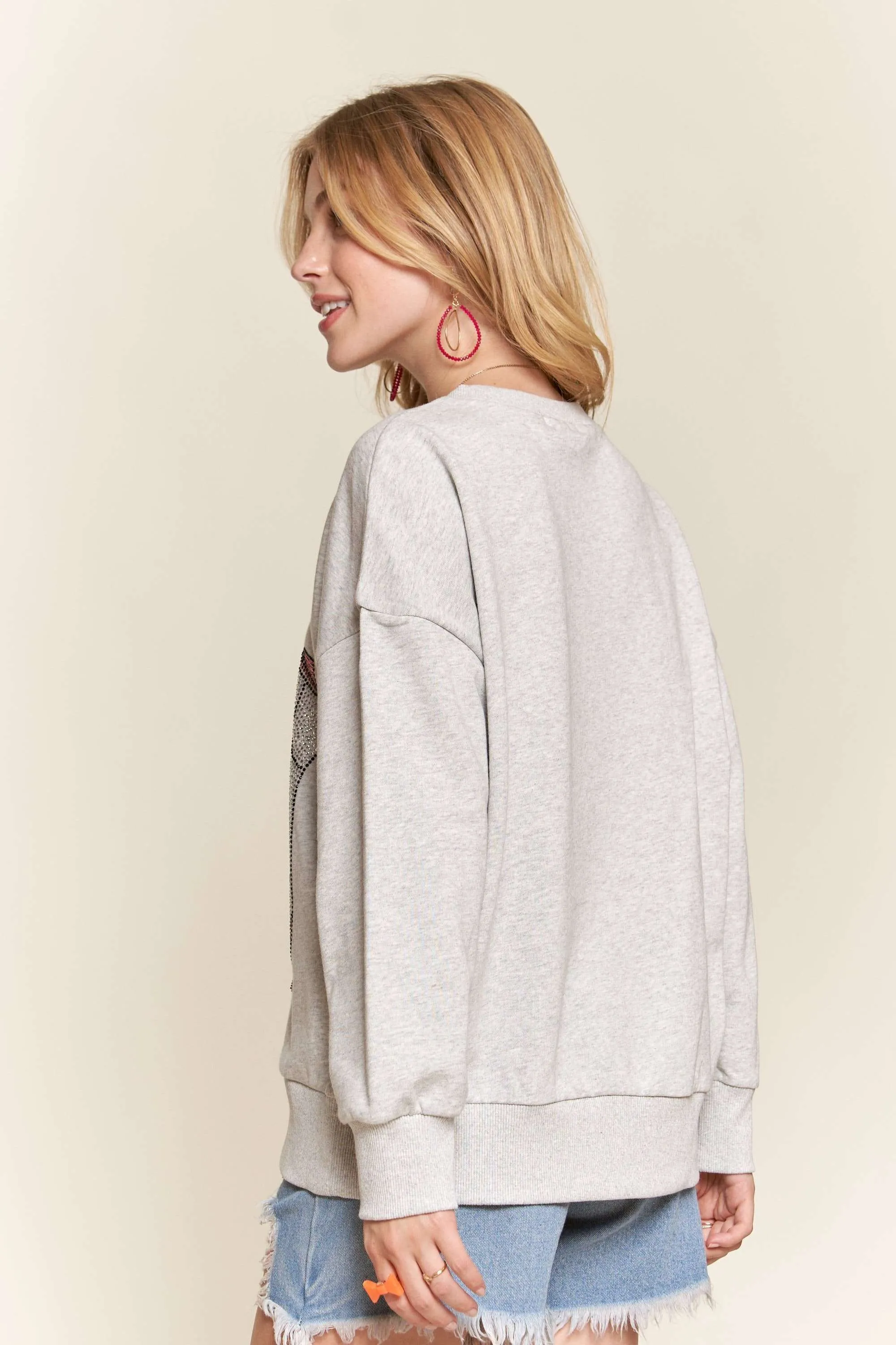 ADORA Rhinestone Accent Casual Sweatshirt - Image 5
