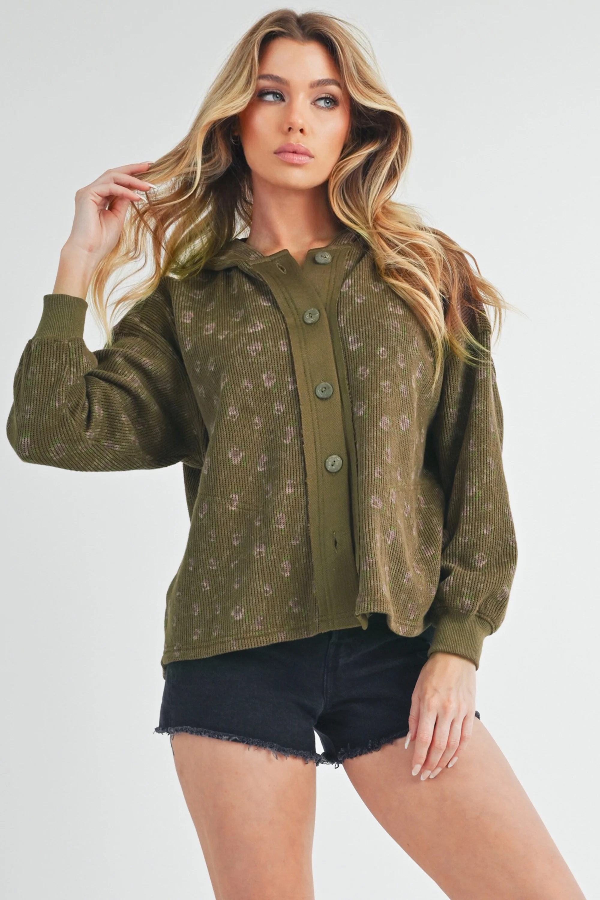Aemi + Co Floral Button Up Hooded Jacket - Image 4