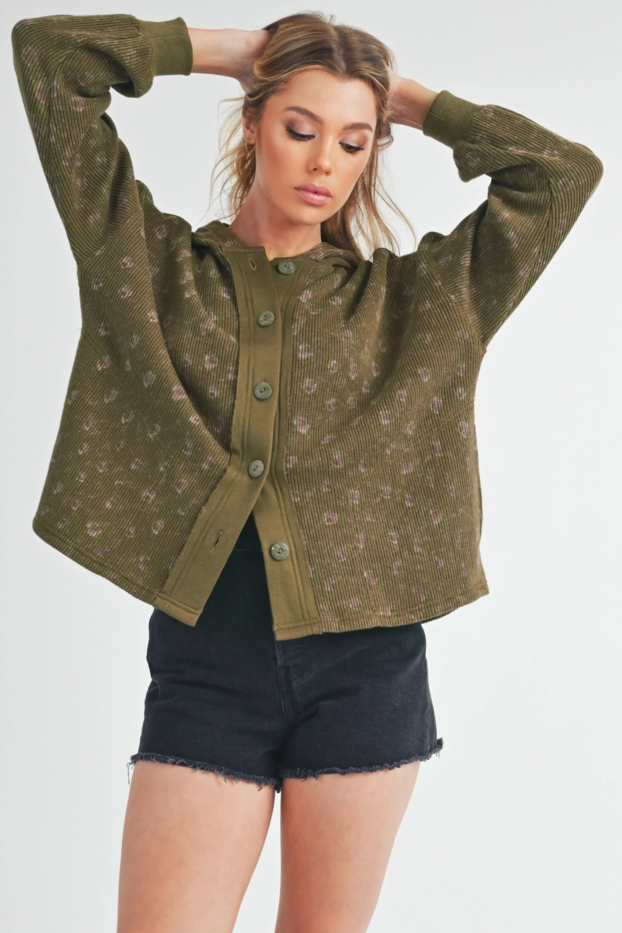 Aemi + Co Floral Button Up Hooded Jacket - Image 5