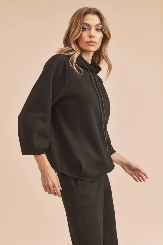 Aemi + Co Lightweight Drawstring Mock Neck Sweatshirt - Image 2