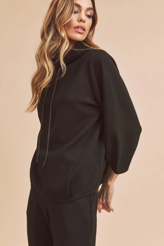 Aemi + Co Lightweight Drawstring Mock Neck Sweatshirt - Image 3