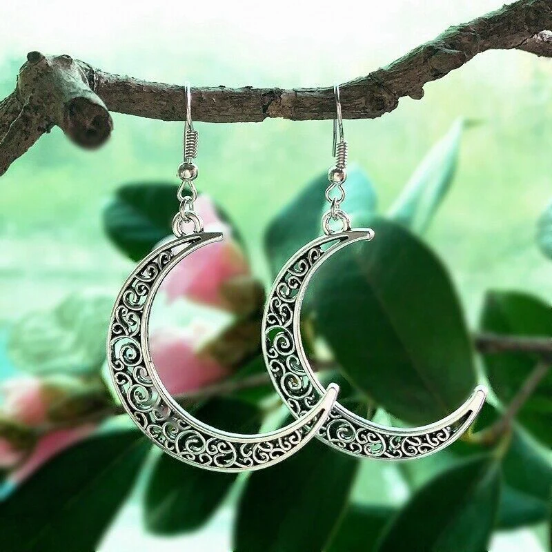 Alloy Cutout Moon Earrings - Image 3