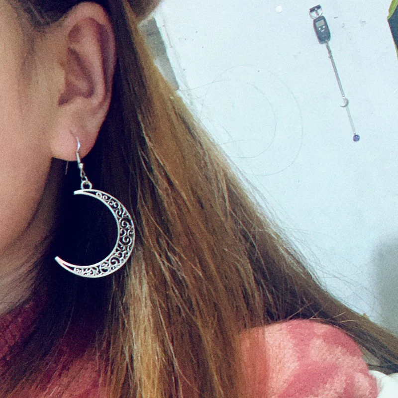 Alloy Cutout Moon Earrings - Image 4