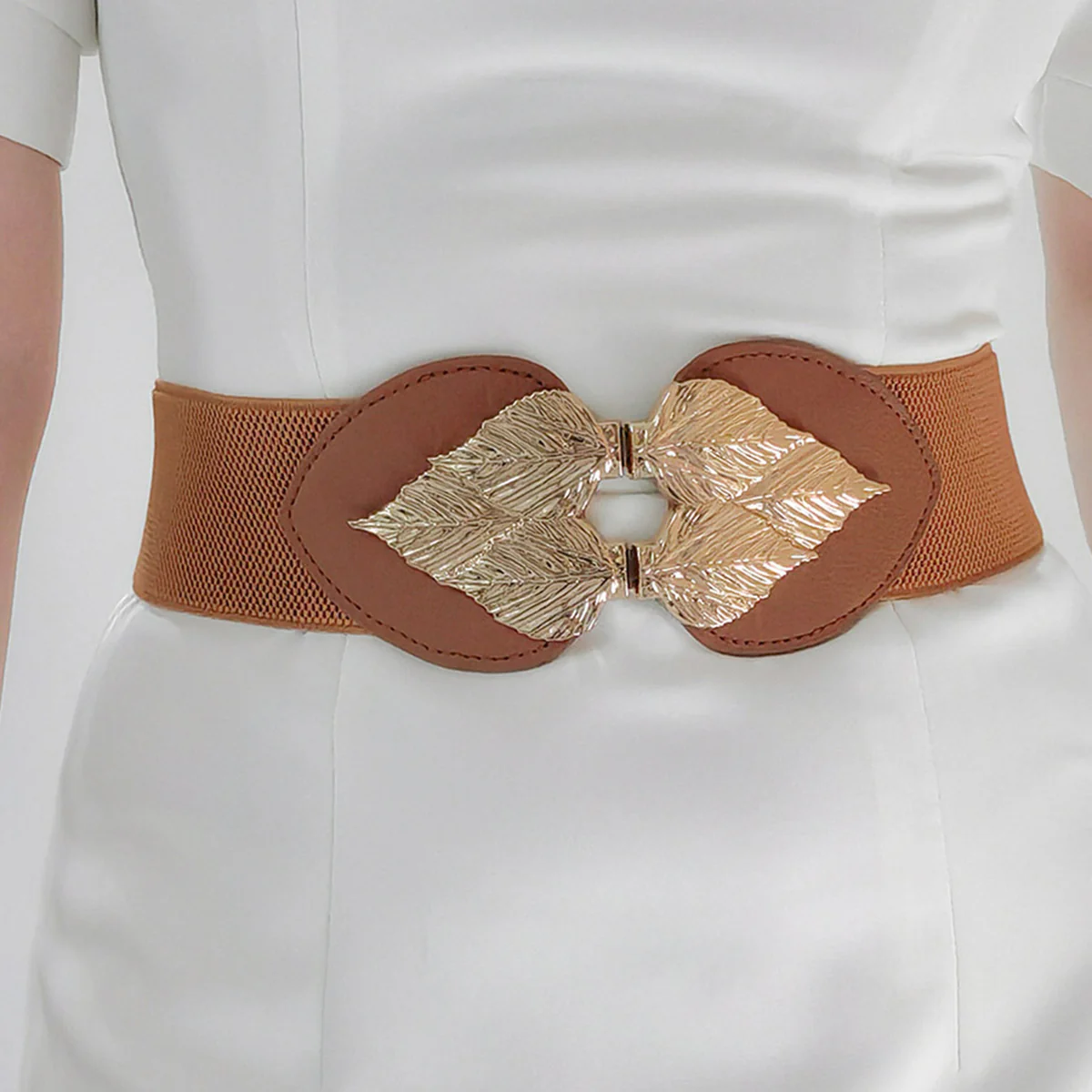 Alloy Leaf Buckle Elastic Belt - Image 2
