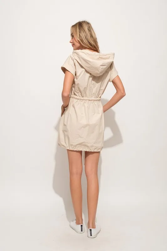 And The Why Short Sleeve String Details Hooded Mini Dress - Image 7