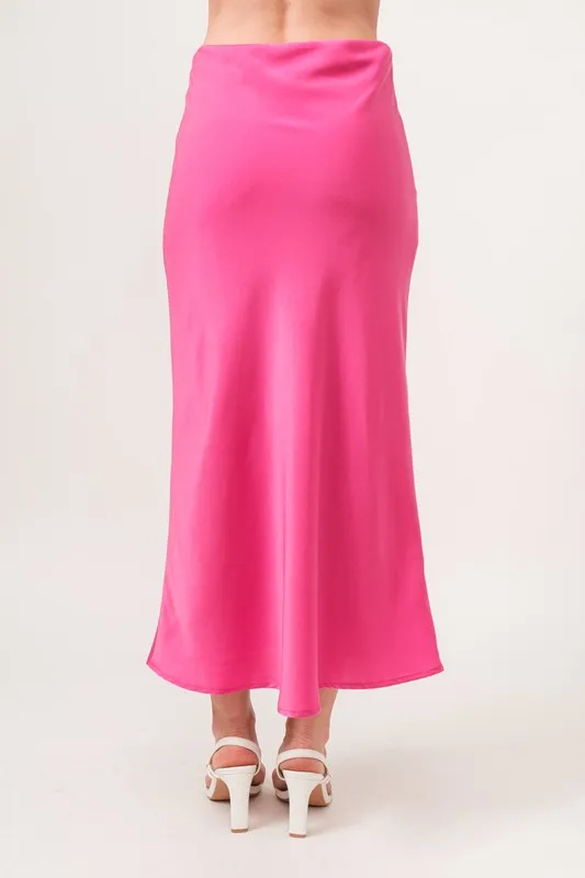 And The Why Solid Satin Midi Skirt - Image 2