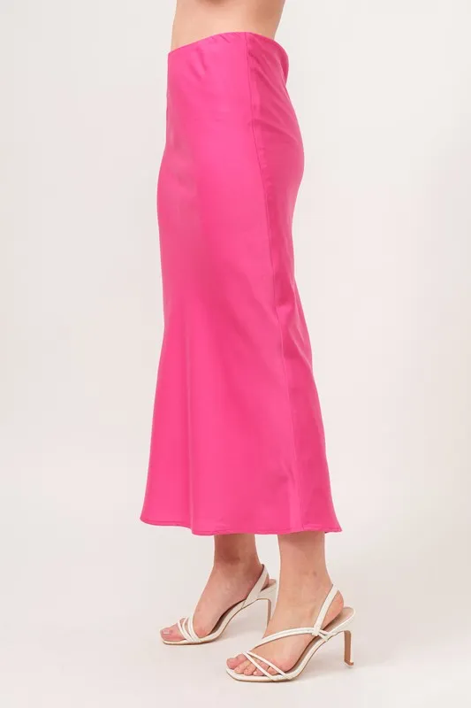 And The Why Solid Satin Midi Skirt - Image 3