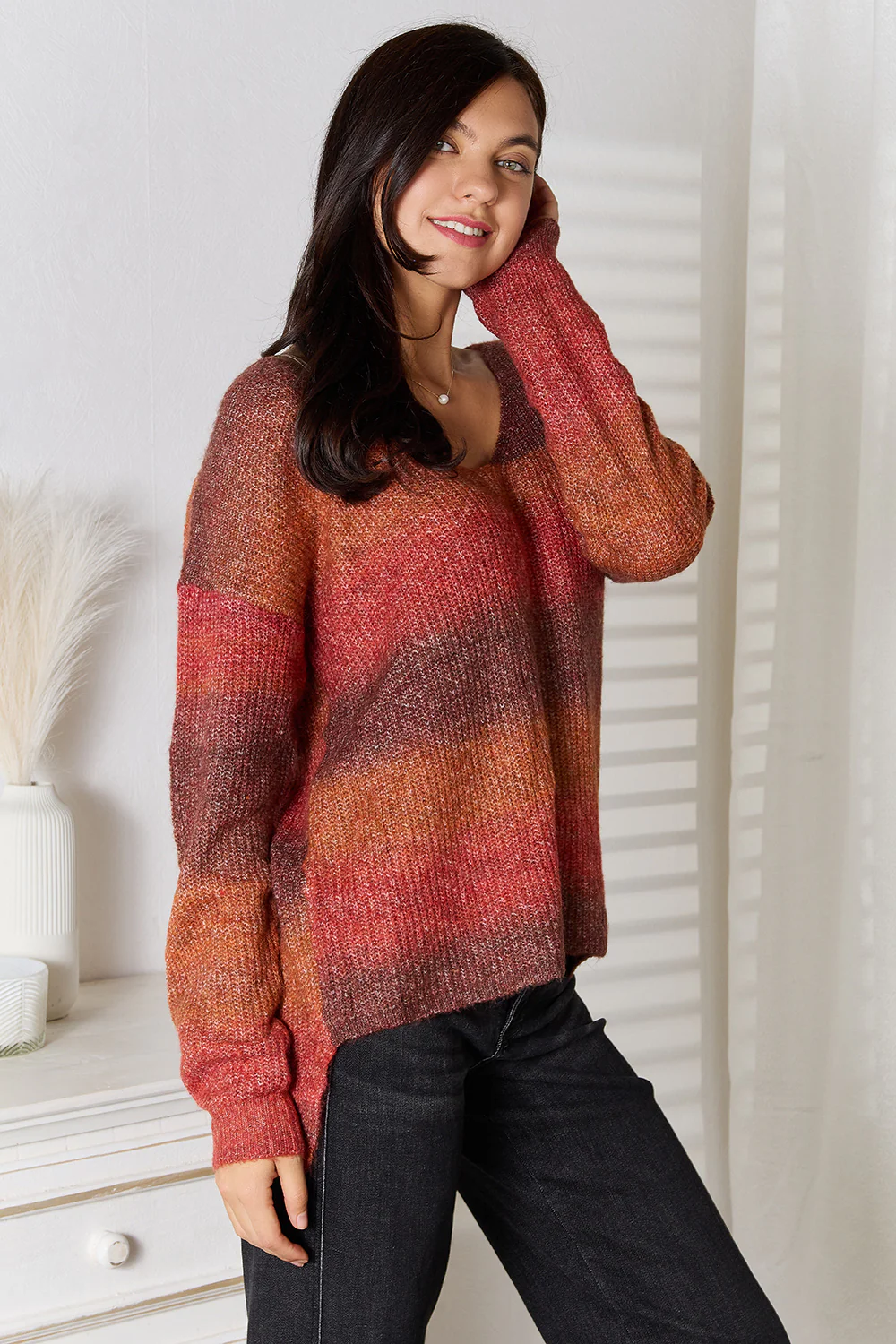 Angel Wings Gradient V-Neck Sweater - Image 5