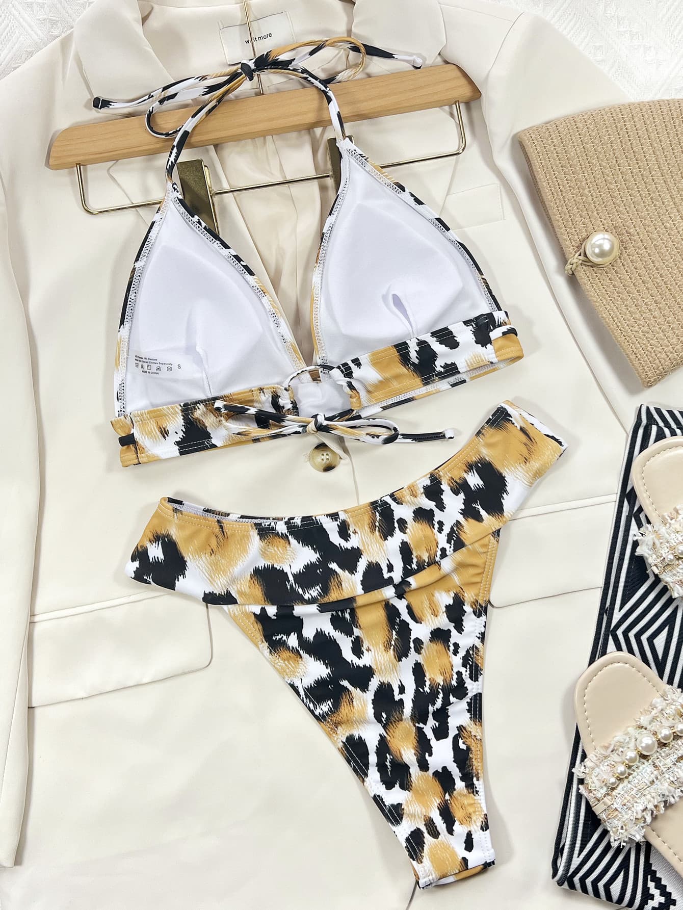 Animal Print Halter Neck Bikini Set - Image 4