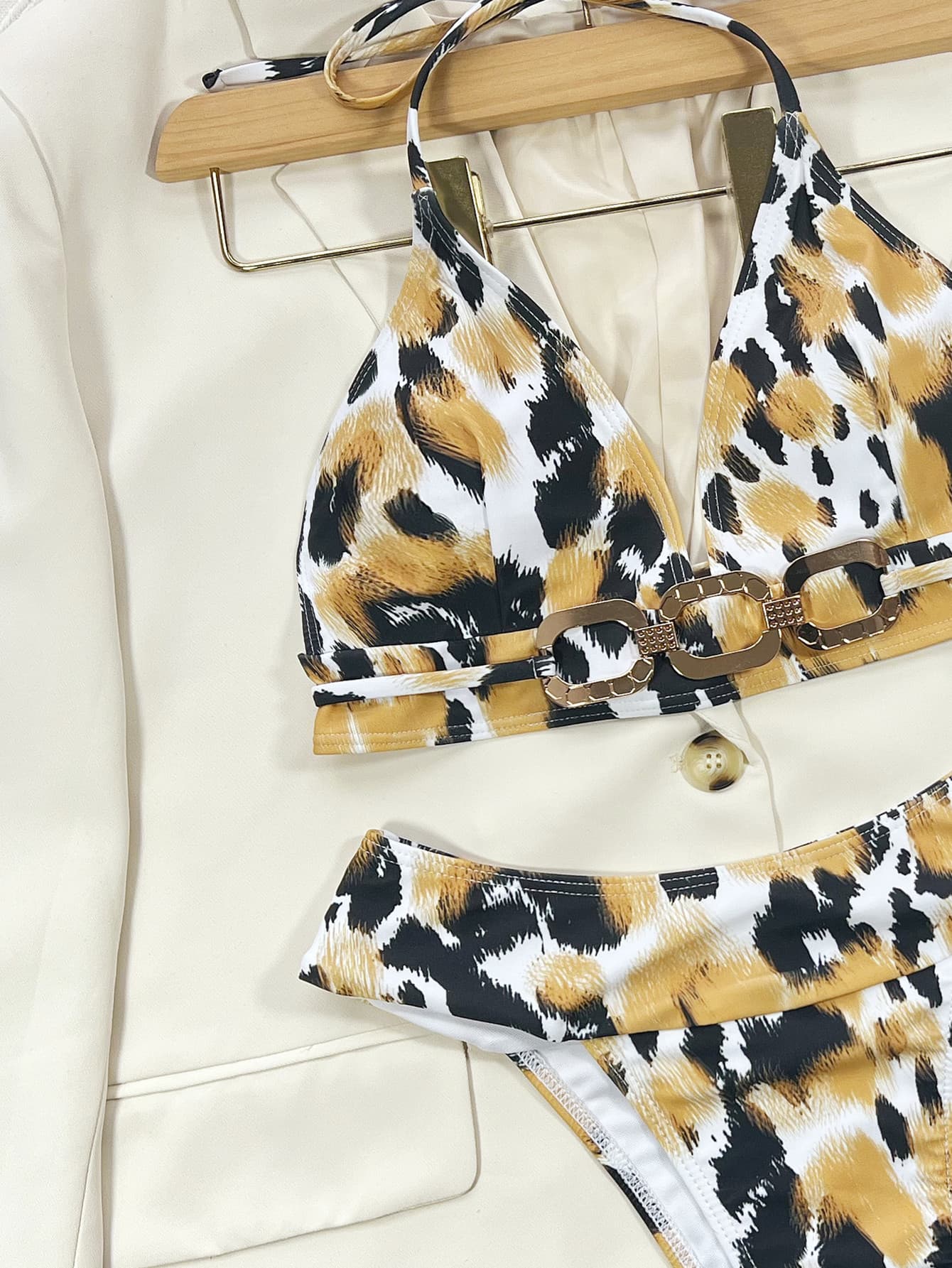 Animal Print Halter Neck Bikini Set - Image 5