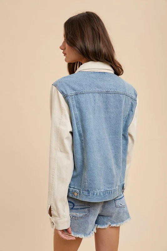 Annie Wear Collared Neck Double Placket Denim Jacket - Image 3