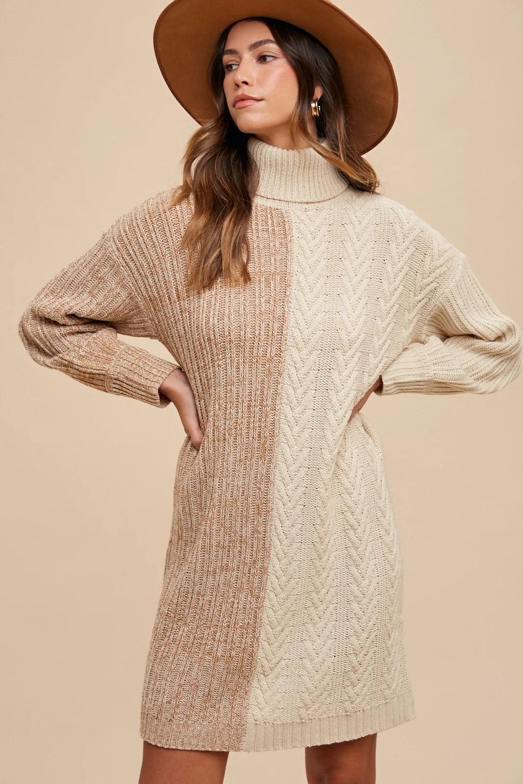 Annie Wear Color Block Turtleneck Sweater Dress - Image 5