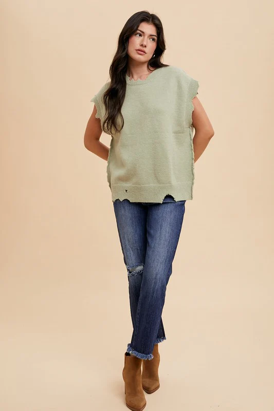 Annie Wear Distressed Raw Hem Straight Leg Cropped Jeans - Image 3