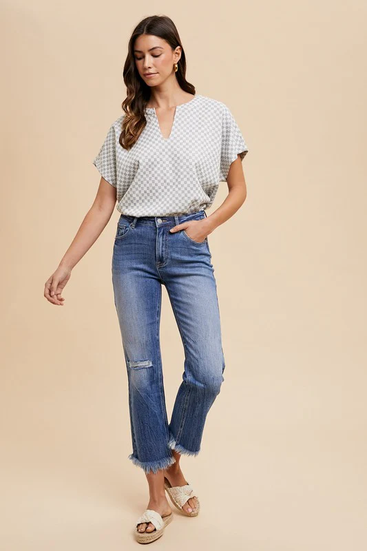 Annie Wear Distressed Raw Hem Straight Leg Cropped Jeans - Image 5