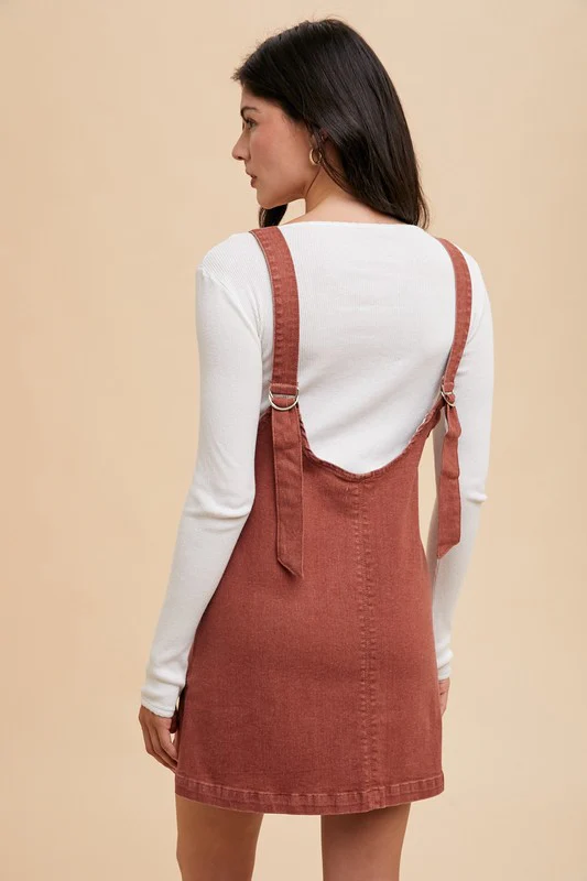 Annie Wear V-Neck Adjustable Strap Denim Overall Dress with Pockets - Image 3