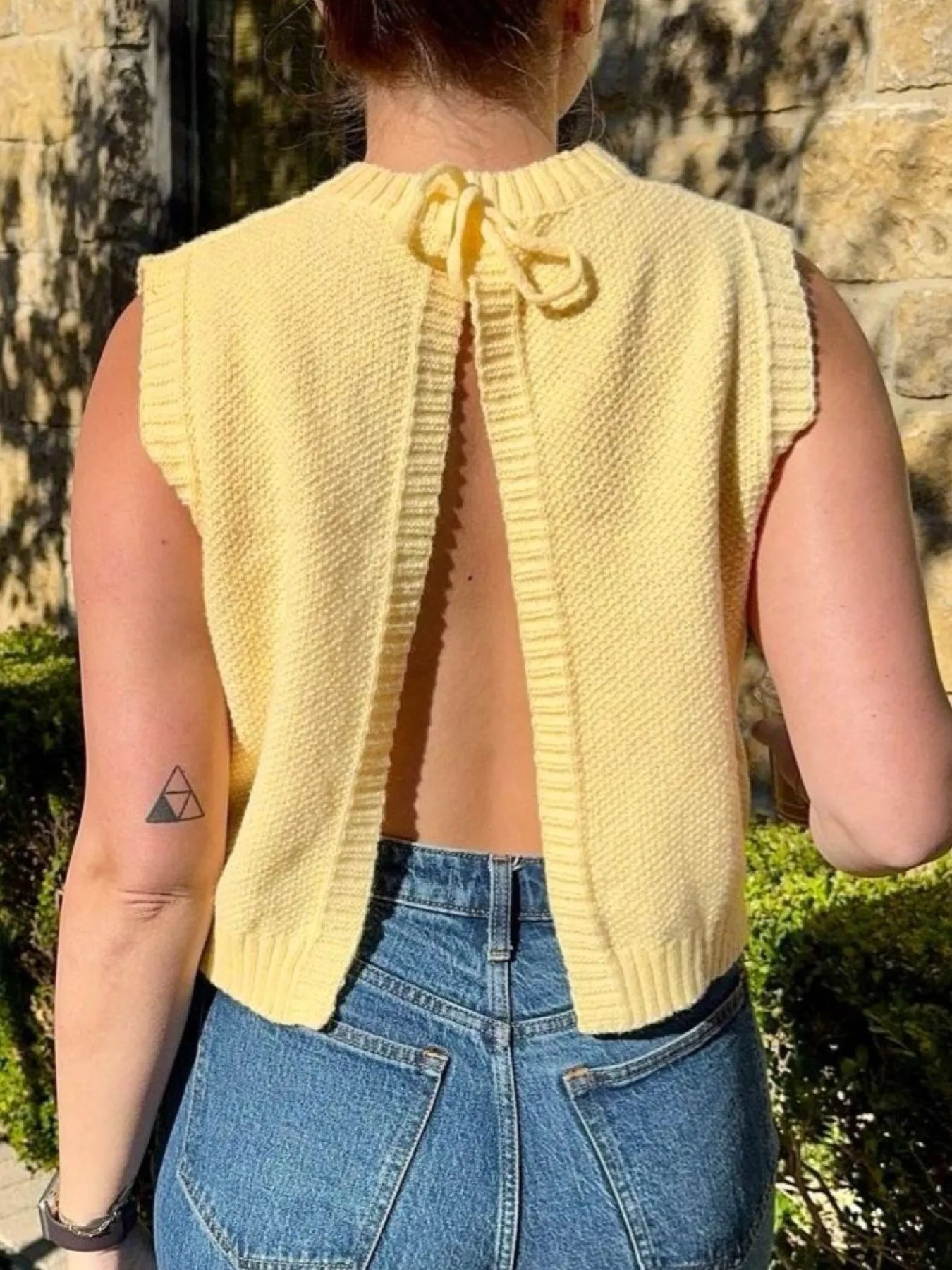 Back Tie Detail Sweater Vest