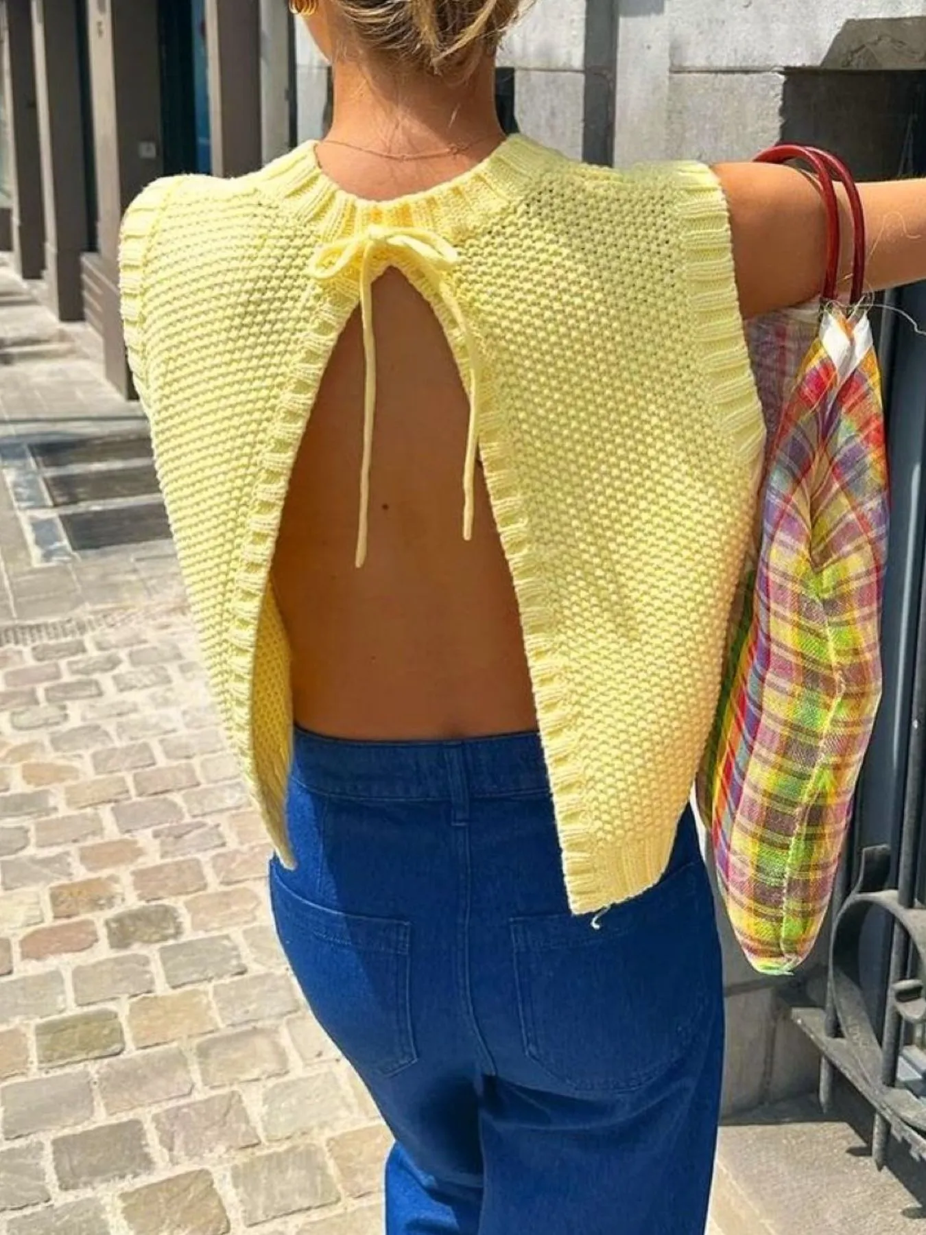 Back Tie Detail Sweater Vest - Image 3