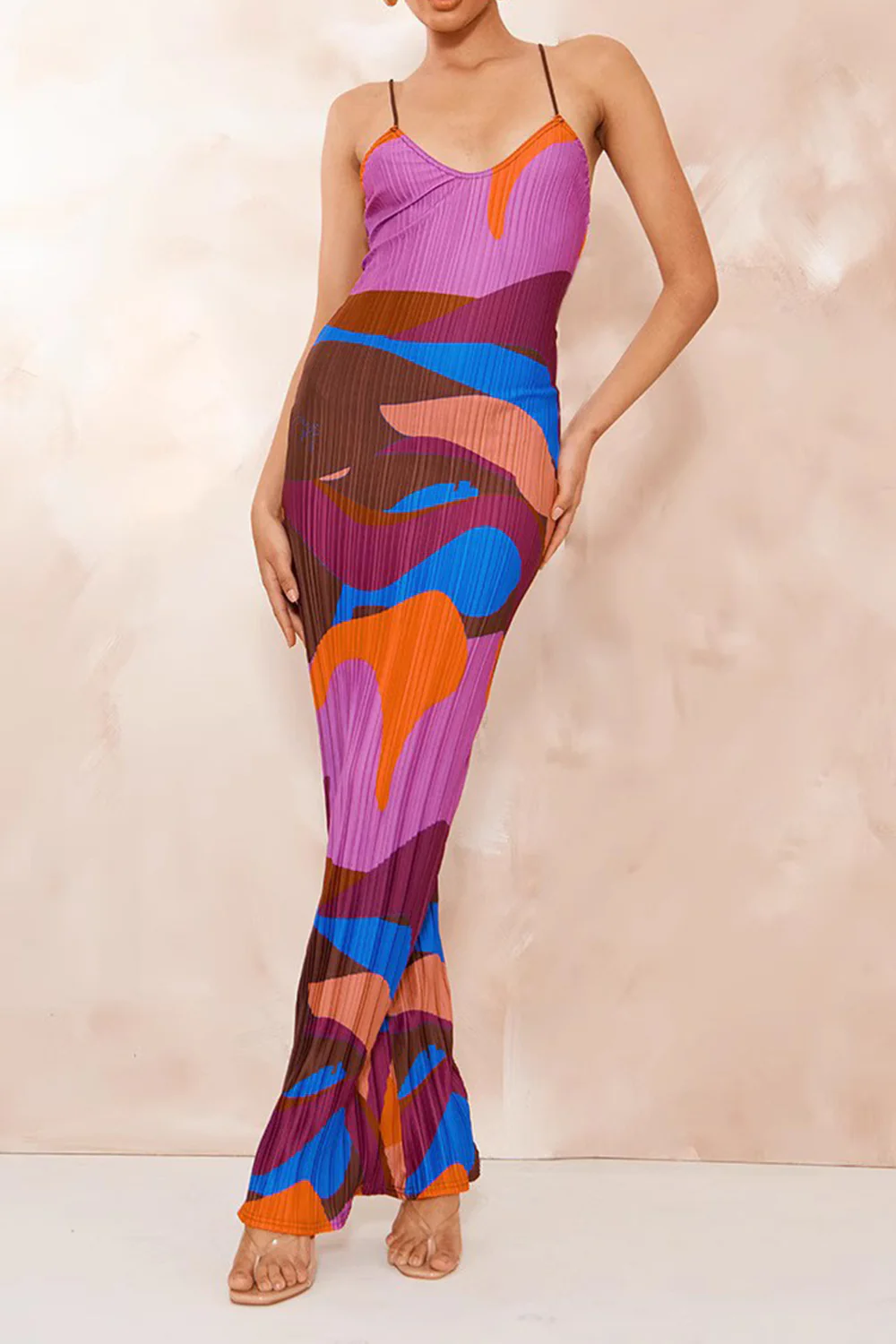 Backless Printed Maxi Cami Dress - Image 15