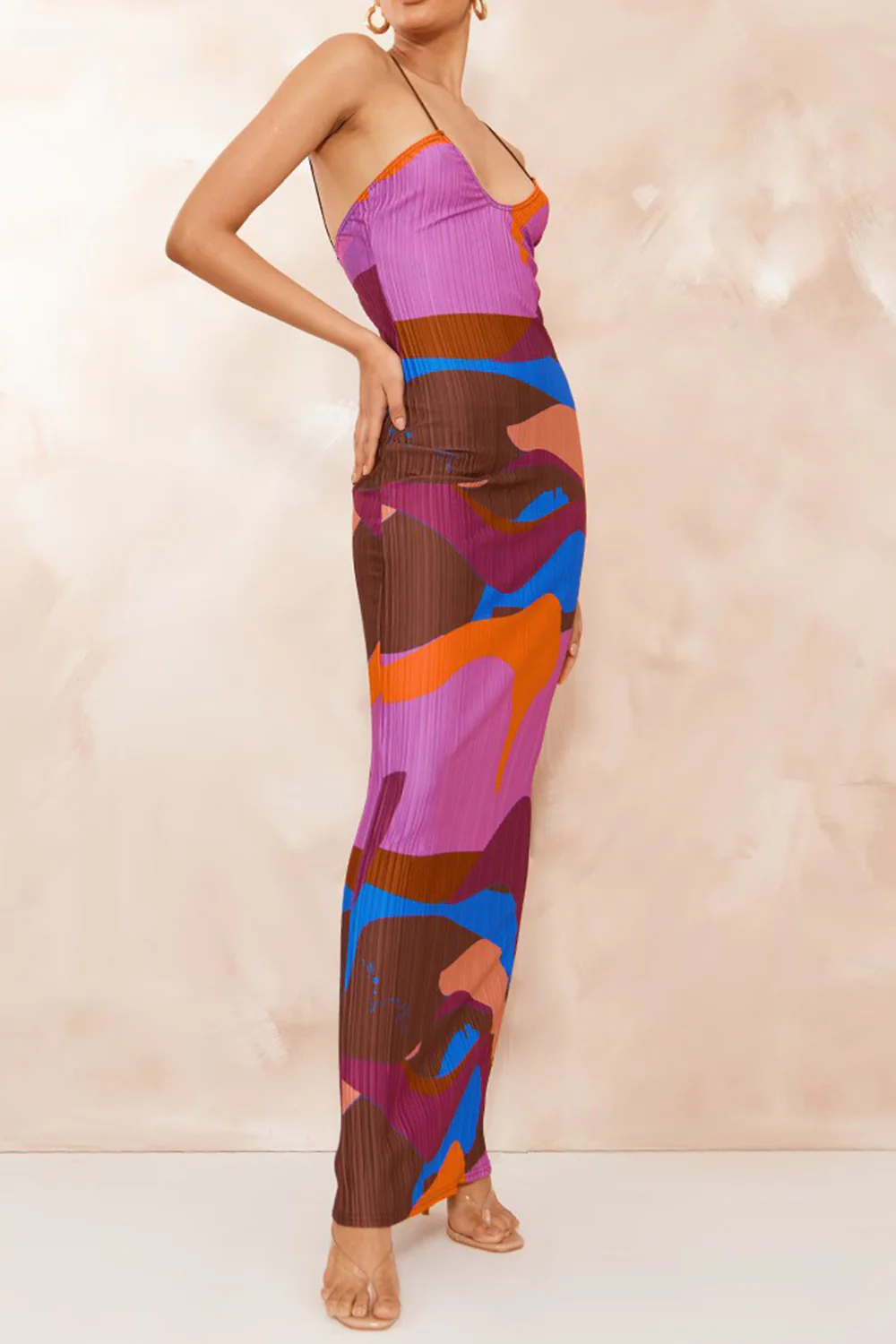 Backless Printed Maxi Cami Dress - Image 16