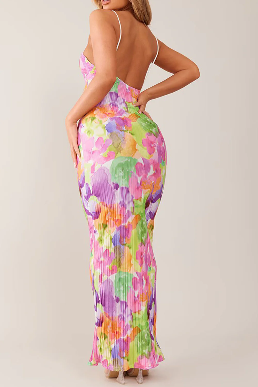 Backless Printed Maxi Cami Dress - Image 3