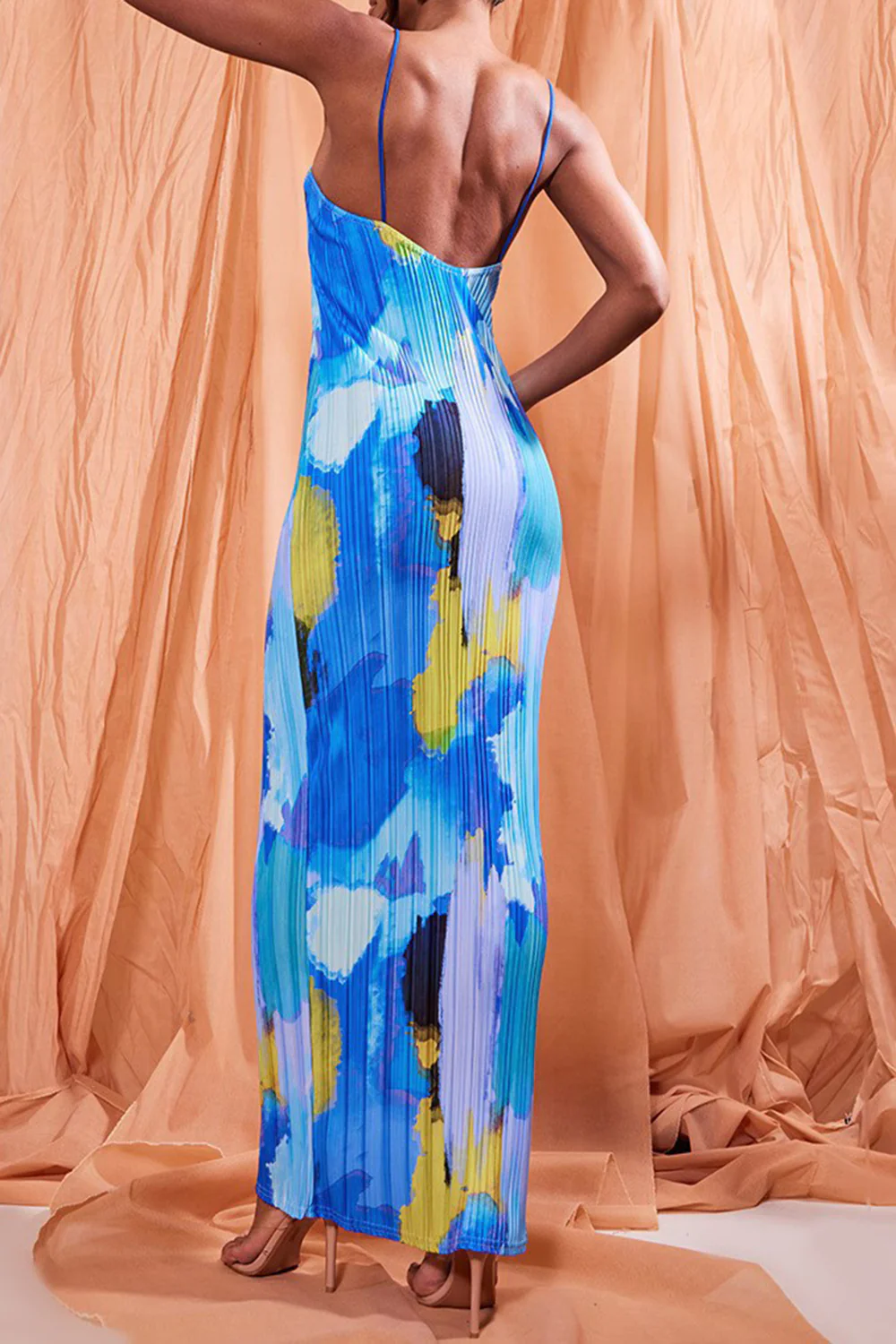 Backless Printed Maxi Cami Dress - Image 8
