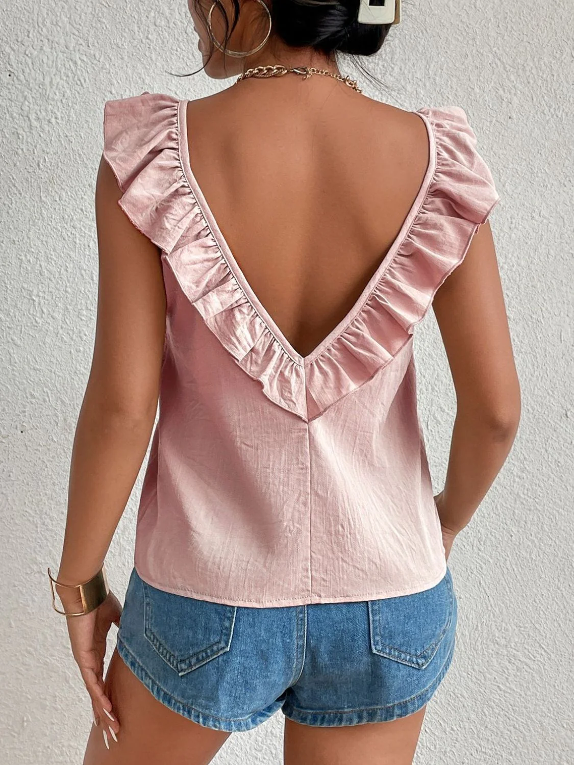 Backless Ruffled Scoop Neck Tank - Image 10