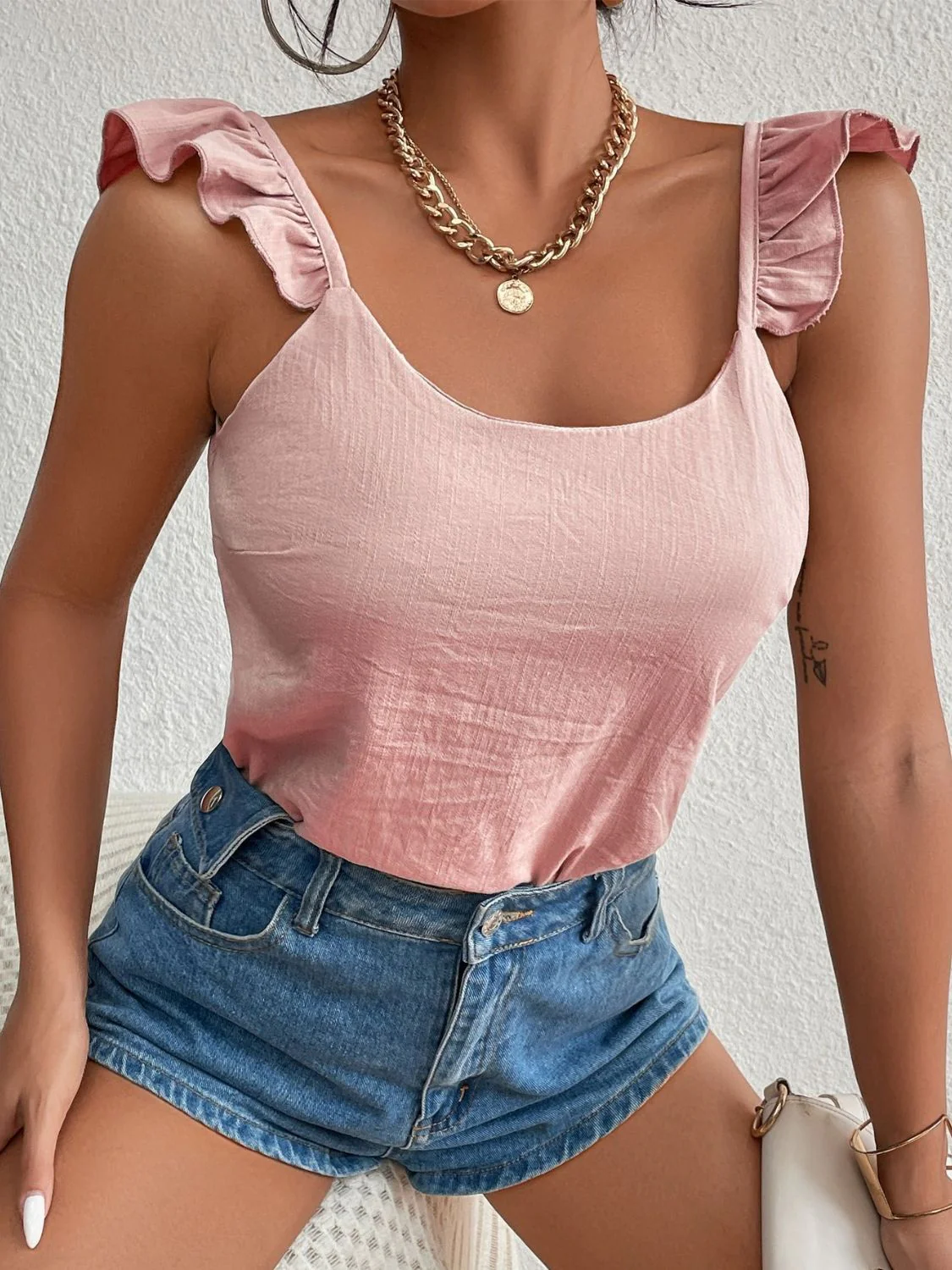 Backless Ruffled Scoop Neck Tank - Image 11
